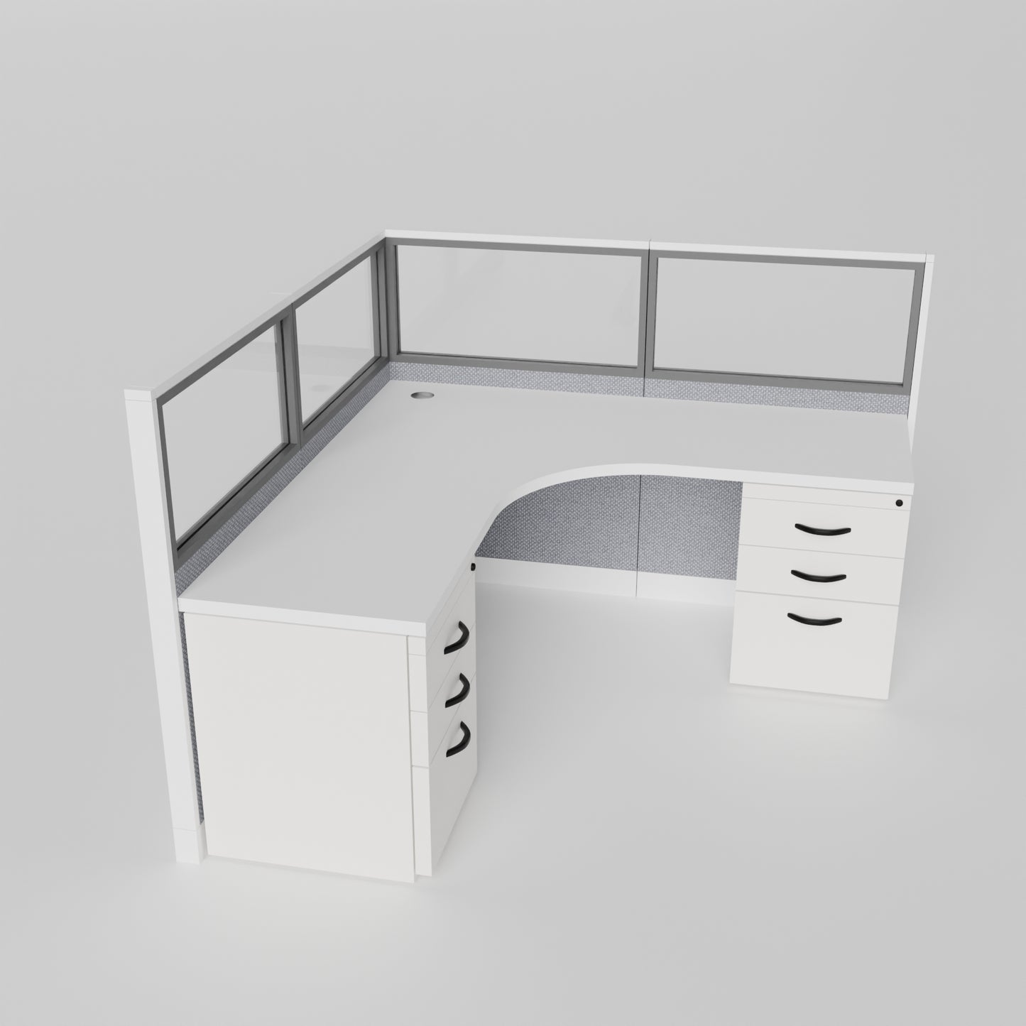Knoll Reff L-Shape Full Glass Workstation