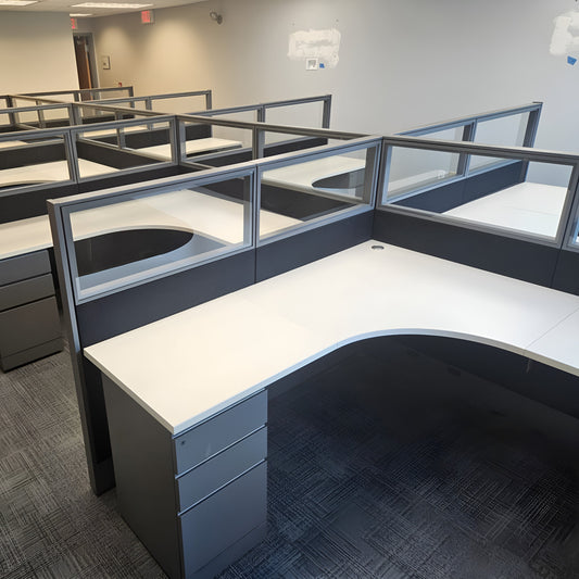 Knoll Reff L-Shape Full Glass Workstation