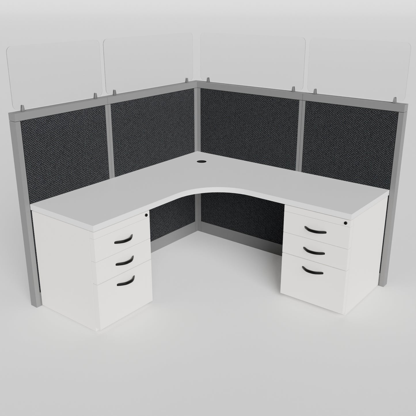 L-shape Cubicles with Glass Steelcase